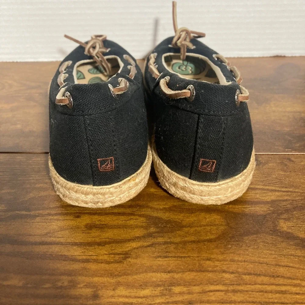 Sperry Top-Sider Womens Black Canvas Espadrille Boat Shoes‎ 9835117 Size 6.5M